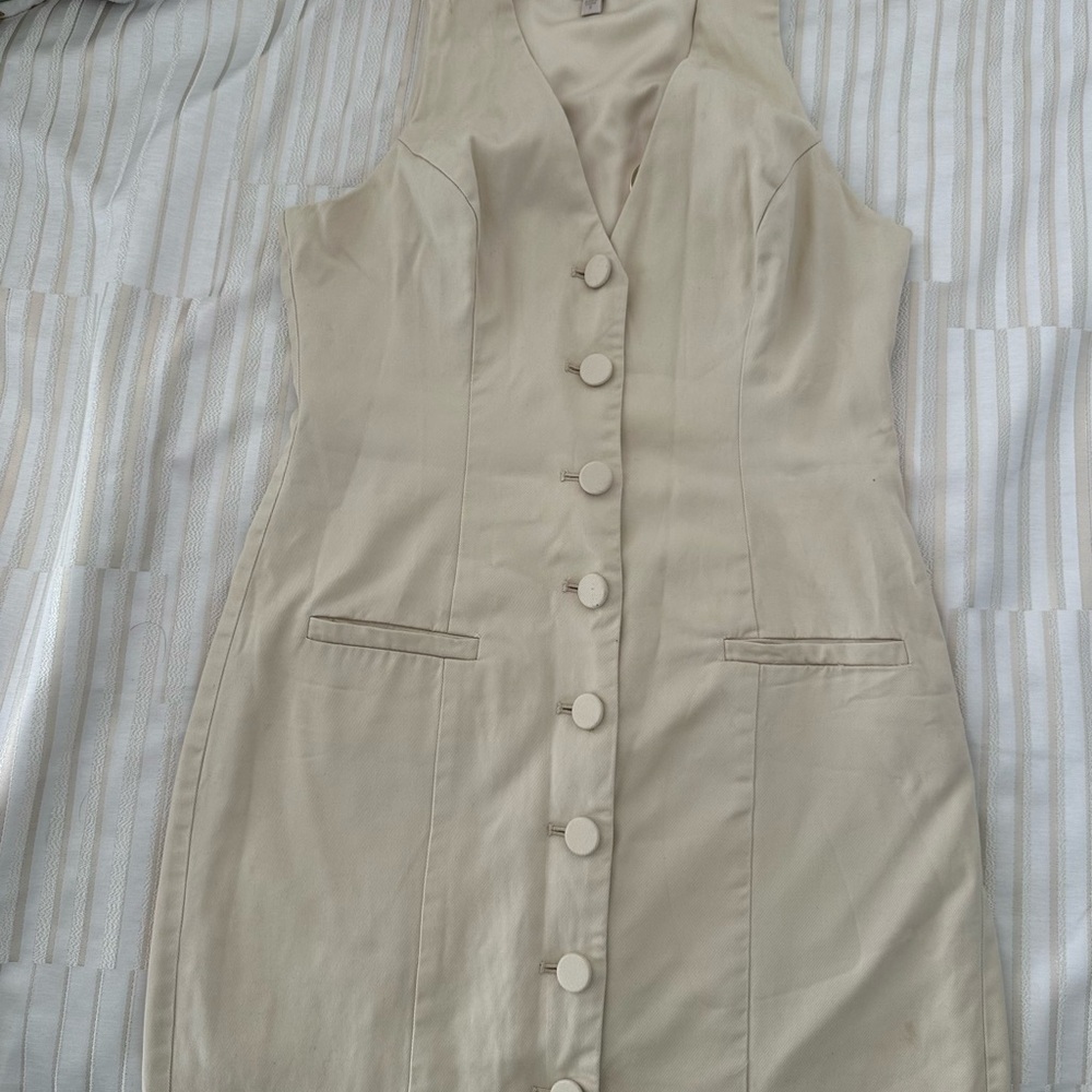 Guess Cream Button-Down Dress